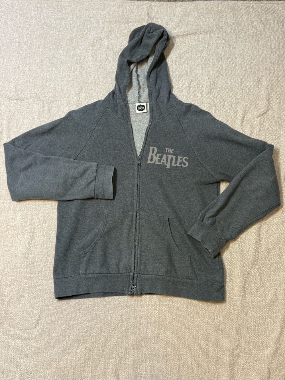 Vintage 2005 Beatles Let It Be Zip Hoodie Y2K Apple Corps Band Merch Gray